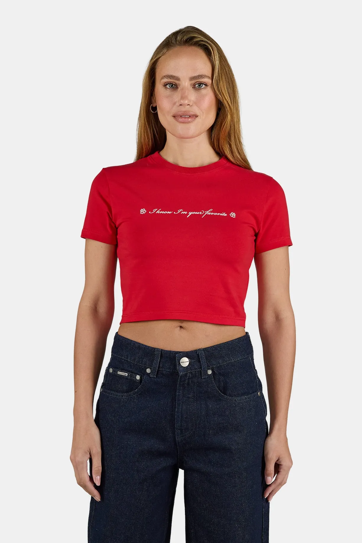 Levadia Cropped Baby Tee Washed Red